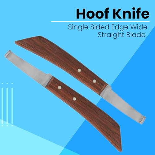 Hoof Knife Single Sided Edge Wide Straight Blade – Stainless Steel Straight Blade Farrier Tool with Wooden Handle, Multipurpose Hoof Trimming Knife for Livestock, 3-Inch Blade, 8.5-Inch Overall - style: Extra Long Shaft - RH