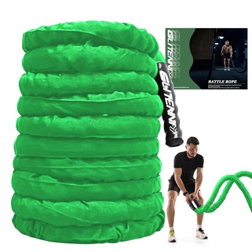 Battle Ropes Green Workout Rope 1.5inch Battle Ropes for Home Gym 30ft Exercise Ropes for Working Out Heavy Ropes for Exercise Training Weighted Rope Weighted Workout Rope Battle Rope - style: Green