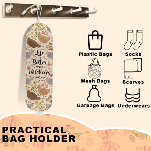 Chicken Plastic Bag Holder, Chicken Mom Gifts Wall Mount Grocery Bag Holder | Chicken Gifts for Women Bag Holder, Reusable Grocery Bag Storage Dispenser, Farmhouse Kitchen Home Decor - color: chicken