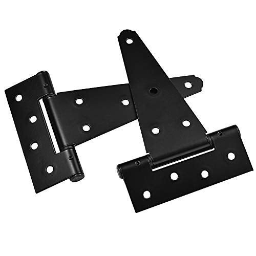 6 Inch T-Strap Shed Door Hinges Heavy Duty,Black Tee Hinge for Wooden Fences,Yard Door,Barn Door Gates, Wrought Hardware Rustproof,2Pack/Set - color: 2 pcs, size: 6 Inch