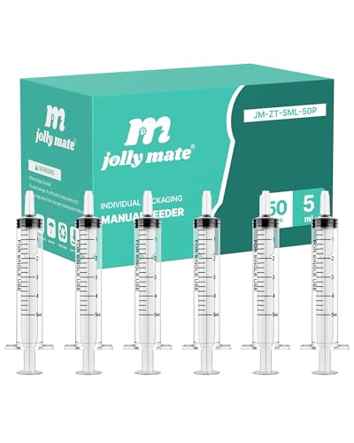 50 Pack 5ml Oral Syringes for Liquid without Needle Individually Wrapped | with cap, clear scale, non-slip bottom for pet feeding, liquid dispensing, scientific labs, plant cultivation and crafts - style: 5ml