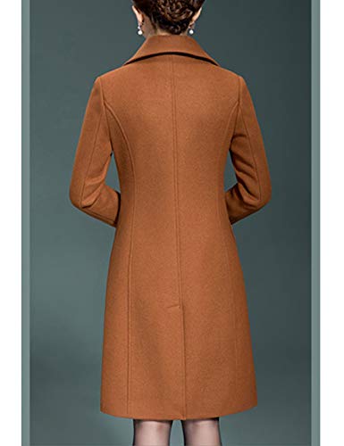 Jenkoon Women's Wool Trench Coat Winter Long Thick Overcoat Walker Coats - color: Caramel, size: Large
