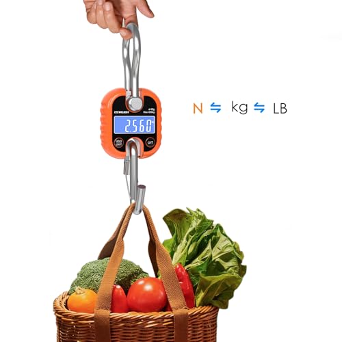 Hanging Scale Handheld 440lb/200kg Crane Scale Luggage Scale,with ABS Plastic case & Big LCD Display, Portable Digital Mini Crane Scale Fishing Scale,for Gym,Hunting,Travelling - color: Orange(440lb/200kg)