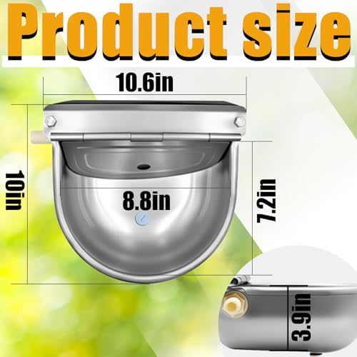 Automatic Animal Drinking Water Bowl with Float Valve and Drainage Hole 304 Stainless Steel Feeder Trough Dispenser Waterer Livestock Water Trough Suitable for Pet Dog Horse Cattle Goat Sheep（Dia 9in） - style: 2.5L-1pc