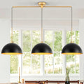 3-Light Black and Gold Dome Pendant Light Fixtures | Farmhouse & Industrial Style, E26 Base, Height Adjustable, Easy Installation, for Dining Room Bar Kitchen Island - color: Black-3 Lights