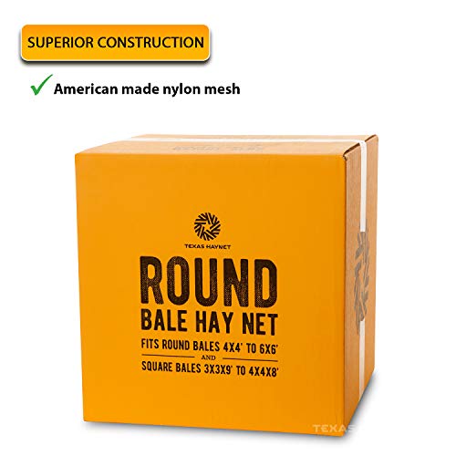 Texas Haynet - Round Bale Hay Net Slow Feed - Durable Round Bale Feeder for Horses - American Made UV Resistant Nylon Net - Fits Round Bales 4x6-6x6 or Square Bales 3x3x8-4x4x8 with 1.75" Holes - size: 1 Pack