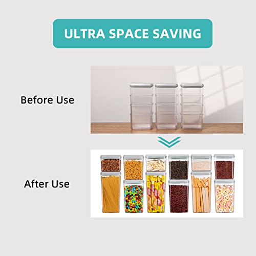Food Storage Containers Pop Airtight Food Storage Containers with Lids for Kitchen Pantry Organizing Cereal Snack Flour Sugar Coffee Spaghetti Stackable - 8 Pcs (1.2, 2.0, 2.7, 3.3qt)*2 - color: 8 Pcs Set