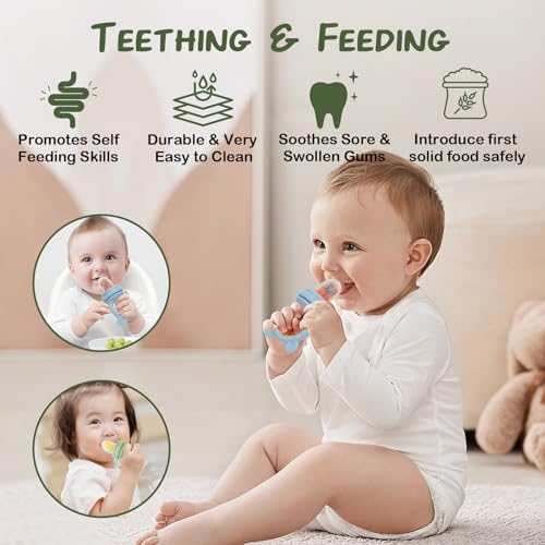 Baby Breastmilk Popsicle Molds & Baby Fruit Feeder (6 Pack), WAJIAYON Infant Food Freezer Tray Storage Containers, Silicone Teething Pacifier Feeder and Teether for Babies,Babies Feeder - color: 2-Blue