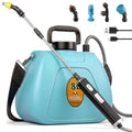Battery Powered Garden Sprayer 2 Gallon, 7.4V Rechargeable Weed Sprayer with 3 Pressure Mode, 5 Spray Nozzles, Telescopic Wand, Battery Indicator, Adjustable Strap for Lawn Garden, Blue - color: Blue