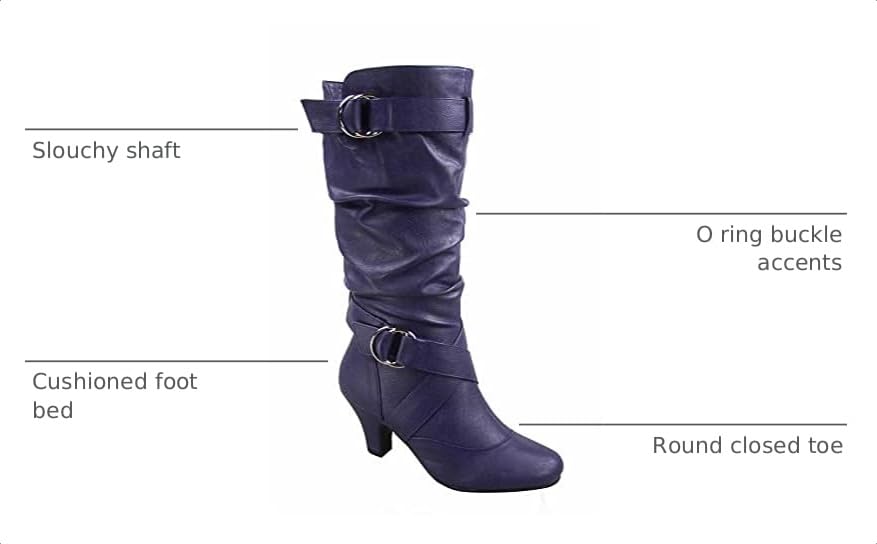 Forever Link Maggie-39 Women's Fashion Low Heel Zipper Slouchy Mid-Calf Boots Shoes - color: Purple, size: 5