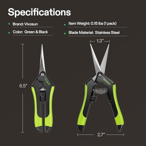 VIVOSUN 6.5 Inch Garden Scissors, Black Pruning Shears for Plants, 2-Pack | Straight Precision Stainless Steel Blades, Comfort Ergonomic Grips, Ideal Snip for Deadheading, Trimming & Shaping Plants - style: Black Straight Blade