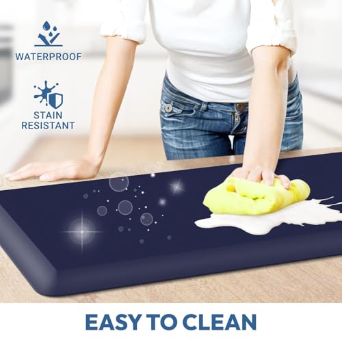 4/5 Inch Thick Kitchen Mat - Cushioned Anti Fatigue Mat for Kitchen Floor | Easy to Clean, Water Resistant, Non-Slip Thicker Rug, Standing Desk Mat for Sink, Office, Kitchen (17''x24'', Blue) - color: Blue, size: 24"L x 17"W x 0.8"Th