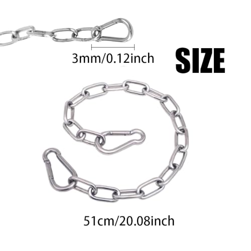 20 Inch Gate Chain Lock for Outdoor Fence, Stainless Steel Gate Link Chain Latch with Double-Ended Carabiners Chain Link Gate Latches for Pet Cages,Horse, Goat, Cow Corral Supplies