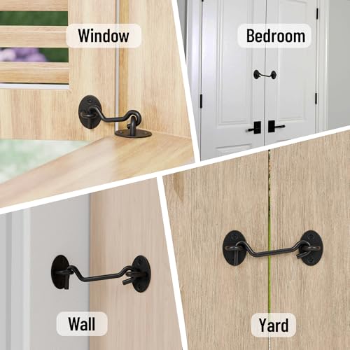 5" Hook and Eye Latch 1 Pack, Privacy Eye Hook Latch, Door Hook Lock, 1Pack | for Indoor Outdoor Slide/Barn/Shed/Door, Window, Fences Cabinet, Barn Door Latch - size: 5 Inch