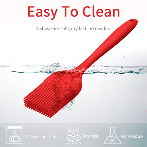 Silicone Basting Pastry Brush - Cooking Brush for Oil Sauce Butter Marinades, Food Brushes for BBQ Grill Kitchen Baking, Baster Brushes Baste Pastries Cakes Meat Desserts, Food Grade, Dishwasher Safe - color: 2 Pack - Red