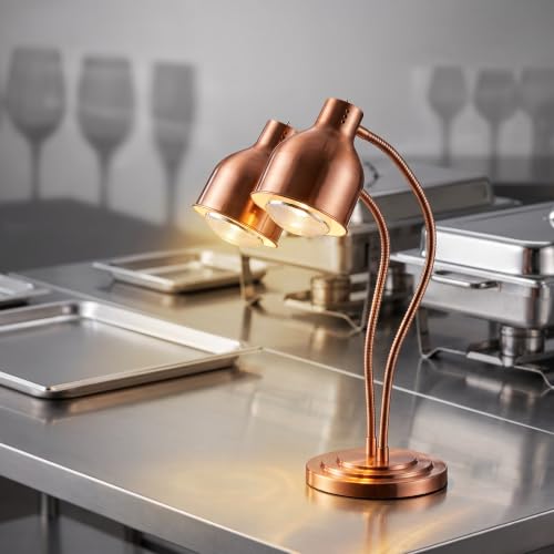 Dual Bulb Food Heat Lamp Restaurant Food Warmer Light Portable Heating Lamps (Dual Head(Copper)) - size: Dual Head(Copper)