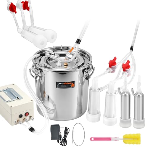 2 in 1 7L Electric Milking Machine with 4 Goat Teat Cups & 2 Cow Teat Cups