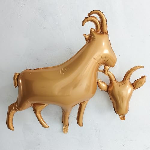 6Pcs Gold Goat Head Balloons 17Inch,Capricorn Foil Balloons for Birthday Party, Sports Events, Celebrity Theme Decorations