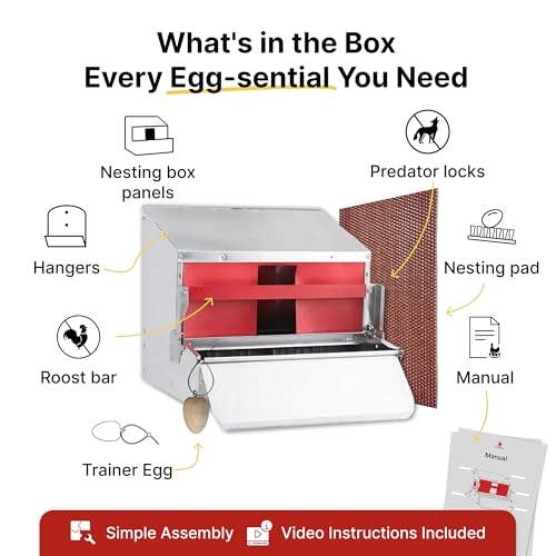 HenGear Nesting Boxes for Chickens, Roll Away Laying Boxes, Medium | Nest Box with Rollout Egg Collection, Nesting Pads for Cleaner Eggs, Reversible Accessories, G90 Galvanized, Up to 32 Hens - size: 32 HENS