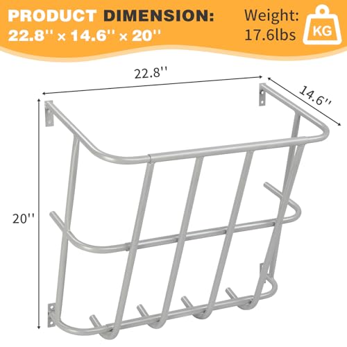 Outvita 18 Gal Livestock Feeder, Heavy-Duty Steel Goat Hay Rack | 22.5" Wall Mounted Horse Hay Holder with Multiple-Sided Feeding for Sheep, Farm and Livestock - size: 22.5 in
