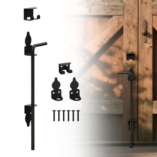 18" Heavy Duty Cane Bolts for Gates with Black Rustproof Powder Upgraded Hardware Gate Drop Rod for Wood PVC Vinyl Fences Gates, Double Doors-1 Pack - size: 18 Inch-1pack