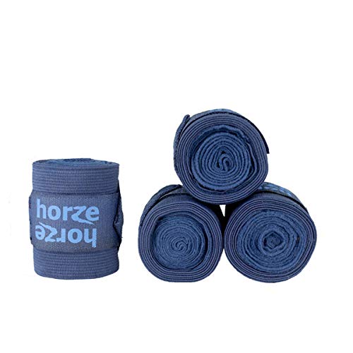Horze Nest 10' Combination Polo Wraps (Set of Four) | Fleece and Elastic Horse Bandages - color: Eclipse Dark Blue