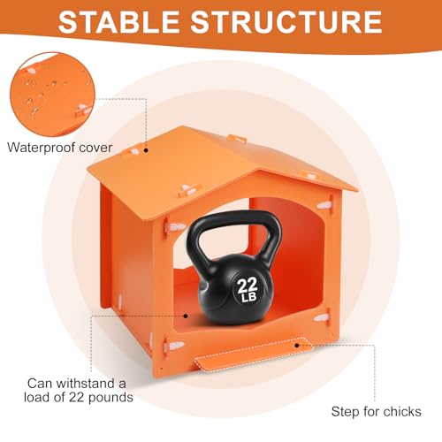 Chicken Nesting Boxes Egg Laying Nest Box for Chicken Coop, Easy to Assemble & Versatile Use for Hens, Ducks, Orange 3 Packs