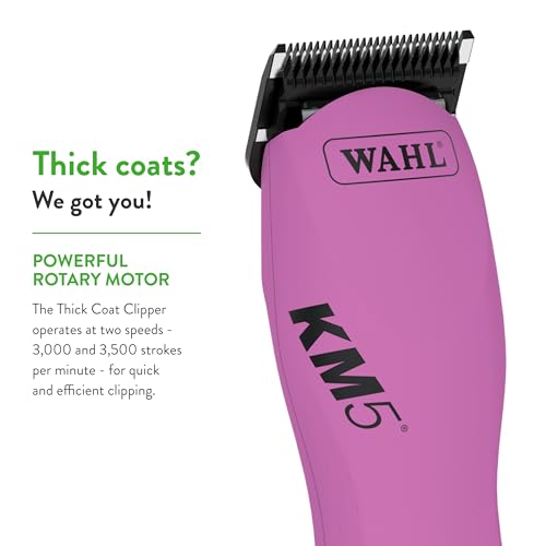 Wahl Professional Animal Thick Coat Pet Clipper & Dog Clipper (#9787-300) - Hair Remover - Grooming Clippers for Dog, Cat - for Thick Haired Pets - 2 Speeds - Pink