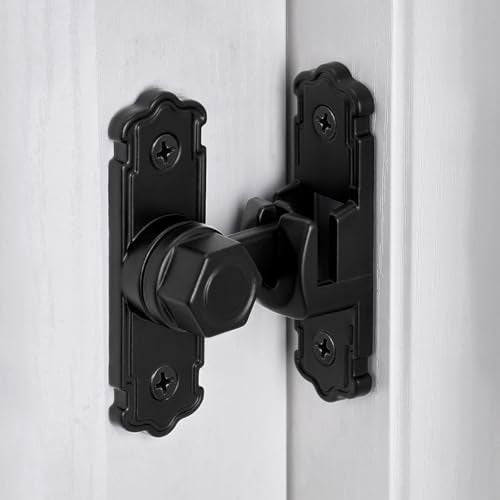 Black Aluminum Alloy 90/180 Degree Gate Lock,Barn Door Latches | Flip Gate Latches,Right Angle Door Lock Latch,Sliding Door Latches,for bedroom,garage,window,pet enclosures,drawer,cabinet - color: Black