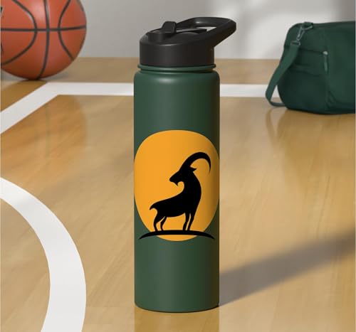Sunset Wild Goat Capricorn Lover Gift Adult Men Women Kids Stainless Steel Insulated Water Bottle - color: Dark Green