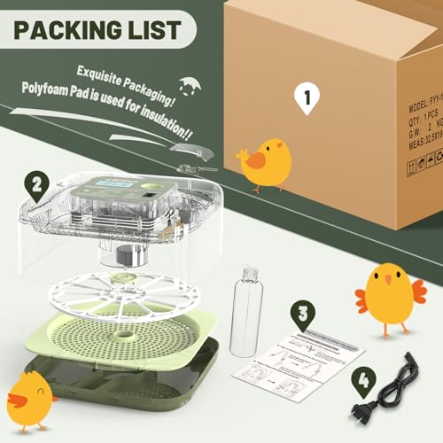 12 Egg Incubator with Automatic Egg Turning and Humidity Control, LED Egg Candling Light, Customized Incubation Days, Incubators for Hatching Eggs, Chicken Quail Parrot Pigeon Birds, Green - size: 12 eggs