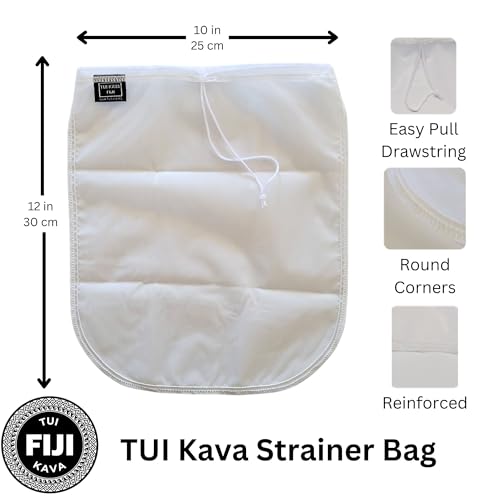 Traditional Kava Strainer Filter | 75 Micron Nylon Commercial Food Grade Quality | BPA-Free | Nut Milks | 10 x 12 inch | Draw string | Durable | Reusable | Environment friendly packaging