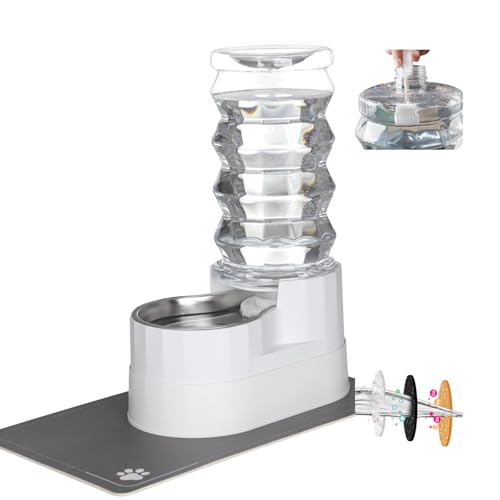 RIZZARI 8L Elevated Dog Water Dispenser: Senior Pets Filtered Hydration | Raised Stand Helps Reduce Neck Strain/Stainless Steel Bowl/Quiet Gravity-Fed Operation/for Multi-Pet Homes - color: Bright White, size: 8L