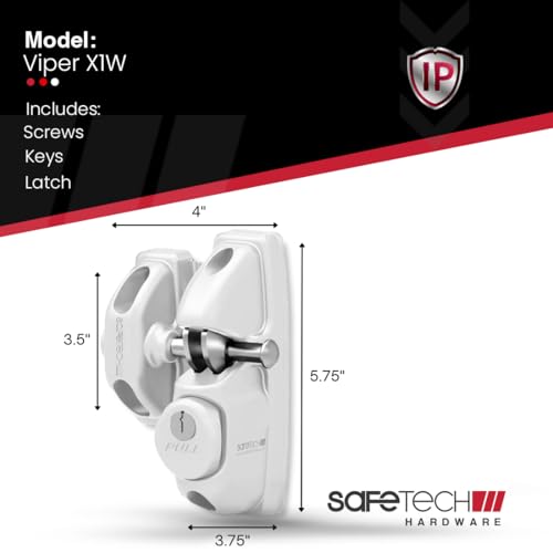 Safetech Hardware ViperX1 Gravity Gate Latch | One-Side Entry Keyed Lock | 2 Independent Latching Hooks Key Lockable One Side | Privacy Gate Gravity Latch | Vinyl, Wood, & Aluminum Gates - White - color: White, size: 1 Side Key