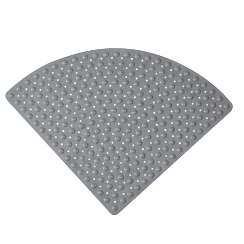 Mrcrypos Corner Shower Mats Non Slip 21 x 21 Inches for Inside Shower,Gray | Bath Mat with Suction Cups and Drain Holes,Quick Dry Bathmat Machine Washable Shower Stall Mats for Bathroom - color: Gray, size: 21" x 21" (Corner)