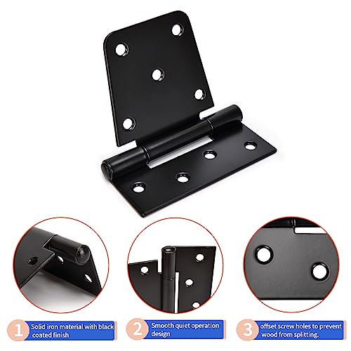 Sange Sopffy Heavy Duty Gate Hinges Black Iron hinge3.5 Inch for Outdoor Barn, Shed, Deck, Wood Door, and Fences (Screws Included) (8)