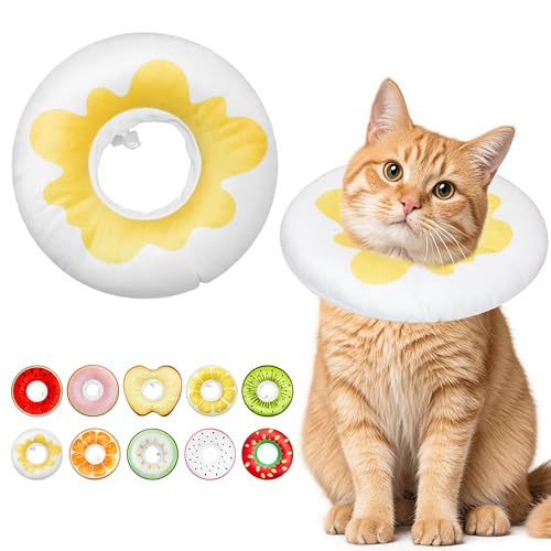 Cat Cone Collar Soft, Adjustable Cat Recovery Cone (Egg, M) | Stop Licking, Cute Kitten Donut Collar After Surgery, Elizabethan Collars for Kittens, Lightweight Cats Neck Cones - color: Egg, size: Medium