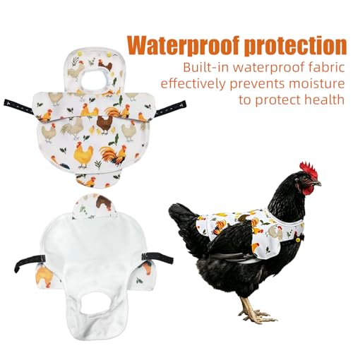Chicken Saddle for Hens, Large Hen Saddle with Extended Shoulder, Wing & Tail Coverage Protection - Adjustable Straps, Premium Breathable Anti-Pecking Chicken Vest (1, White) - color: White