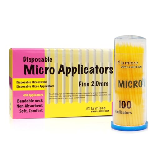 2.0mm Yellow 400pcs Micro Brush Micro Applicators Brushes Fine Microswabs Fine - size: 2mm Yellow