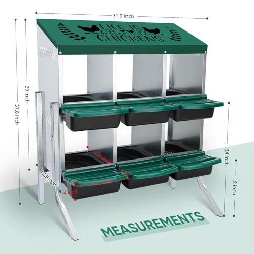 Tgeyd Nesting Boxes - 6 Holes for Laying Eggs - Chicken Brooder Box with Perch - Coops for Up to 24 Chickens - size: 6Holes