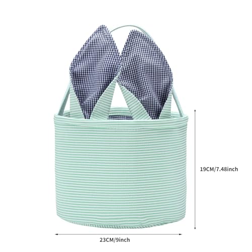 Easter Basket Easter Egg Hunting Basket Easter Bunny Basket Candy Egg Basket Gift Buckets Seersucker Egg Basket Bags for,Personalized Bags - color: B-Mint
