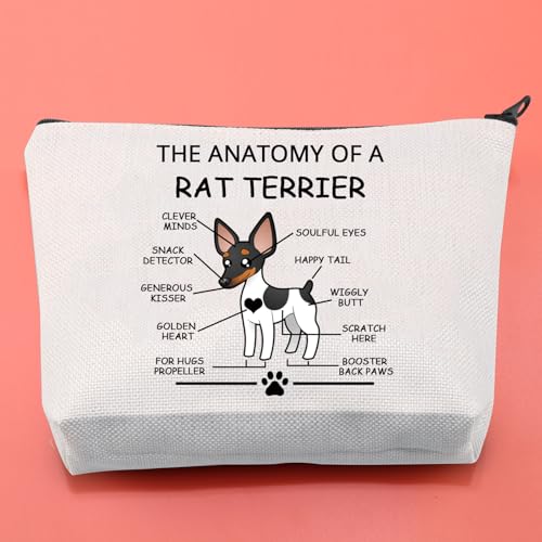 LEVLO Funny Terrier Lovers Gifts The Anatomy of A Rat Terrier Cosmetic Bags Veterinary Mom Travel Toiletry Bags (Rat Terrier) - color: Rat Terrier