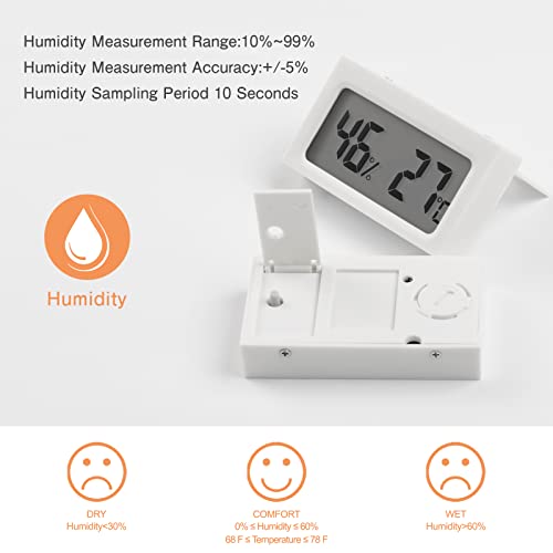Monitor Digital Indoor Hygrometer with LCD Display Temperature Gauge Humidity Meter for Home or Greenhouse (White, 4 Pack) - color: White