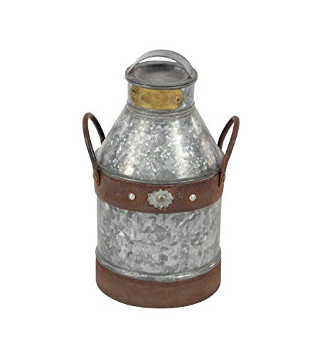 Deco 79 Metal Galvanized Milk Can, 13 by 7-Inch
