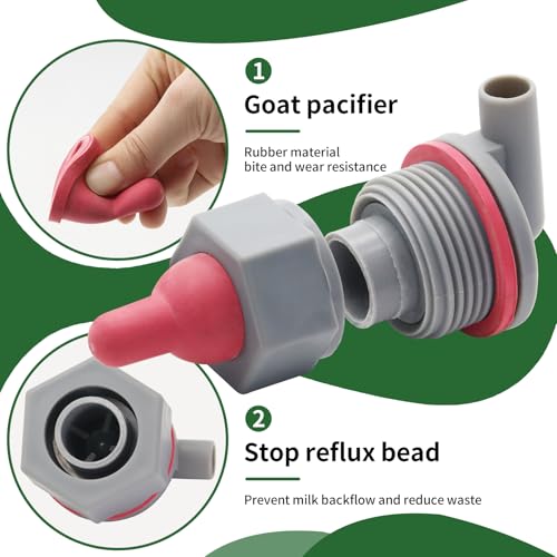 3 Pack Goat Nipple Soft Rubber Lamb Milk Nipples with Fixed Base | Soft Food Grade Rubber Replacement Lamb Sheep Nipples, Anti-Backflow Feeder for Goat Pig Dog Cat Animal Farm Feeding Supplies - color: Red+Grey, size: 1 Count (Pack of 3)