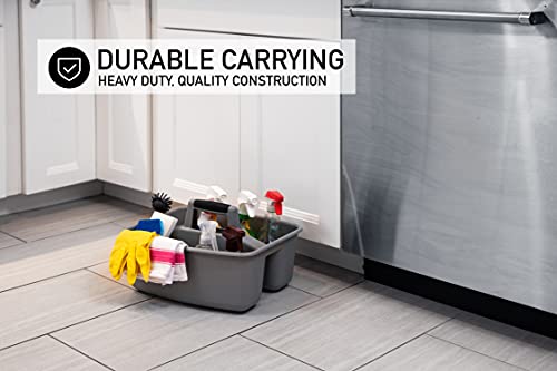 Mighty Tuff Rough and Rugged All-Purpose Cleaning Caddy, Grey/Black 2 Count (CD0170) | Durable organizer for carrying cleaning supplies, tools, and household essentials with a rugged, easy-grip design.