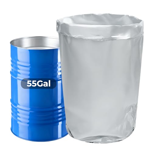 55 Gallon Heavy‑Duty Extra Thick Mylar Drum Liner Bag, High Barrier Heat‑Sealable 4‑Layer Aluminum Foil, Food & Industrial Grade for Ingredients, Chemicals, Liquids, Powders & Resin Storage(1PC)