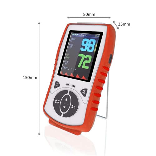 Veterinary Handheld Pulse Oximeter for SpO2/Heart Rate/TEMP | Vet-Recommended, Accurate Reading for Dogs/Cats/Horses/Pets, Rechargeable, Multi-lingual, Silicone Protective Case