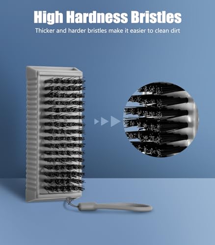 Larbois Nail Brush for Cleaning Fingernails, 2Pack Heavy Duty Nail Brushes Remove Dirt and Paint Fingernail Brush Deep Cleaning Mechanical Nail Scrub Brush Two-Sided with Hanging Rope, Grey - color: Gray