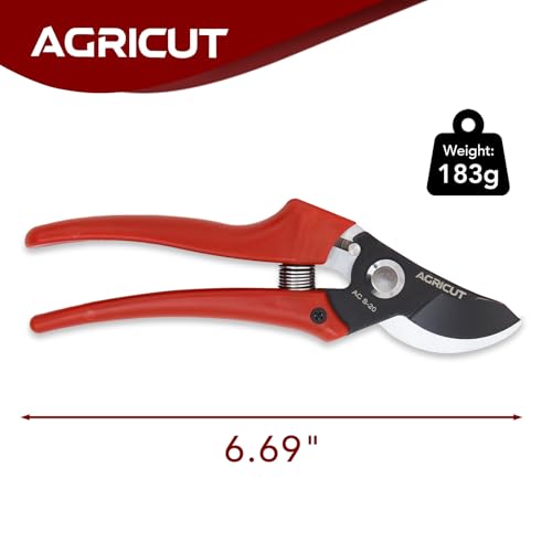 AGRICUT 7" Pruning Shears Heavy Duty Professional, Made of Japanese SK5 Steel Blades, 4/5 Cut Capacity, Bypass Hand Pruners Garden Clippers for Tree Flower Branch Trimming, S20 - style: Nylon Handle, High Carbon Steel